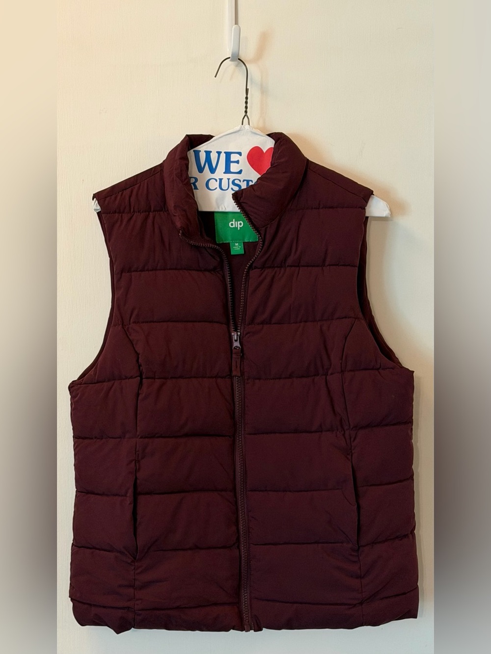 dip Quilted Puffer Vest - Wine
